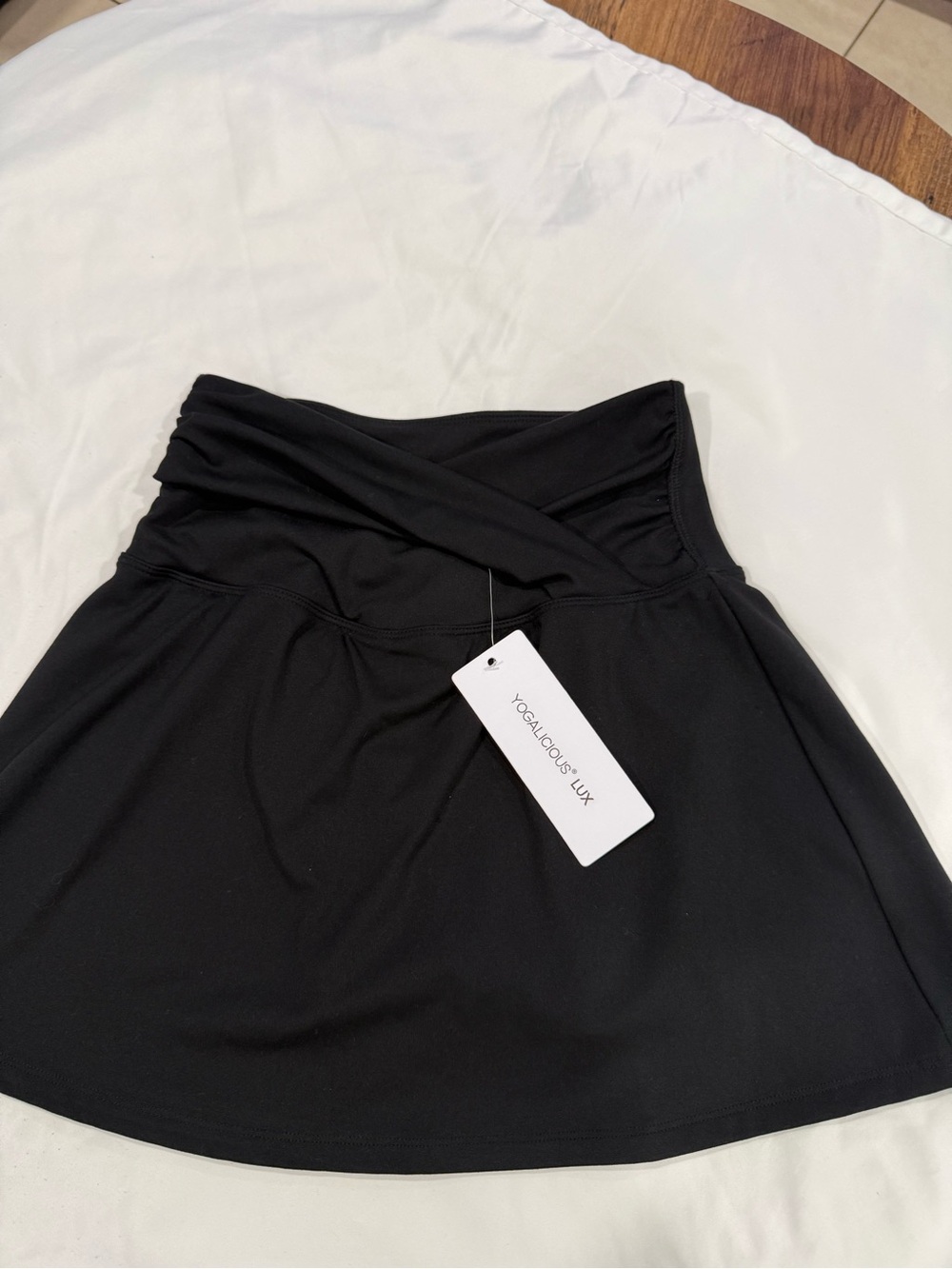 Yogalicious Black Twist-Waist Circle Skirt